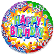 Фольгированный шарик круг "Happy Birthday" 18"/45см с гелием